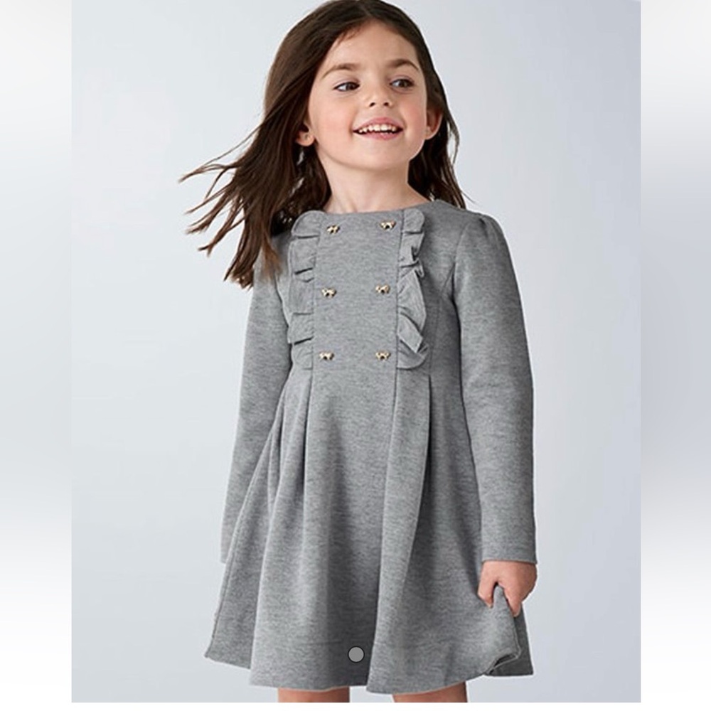 Mayoral Gray Roma Stitch Ruffle Long Sleeve Girls 👧🏻 Dress 👗 Sz 3